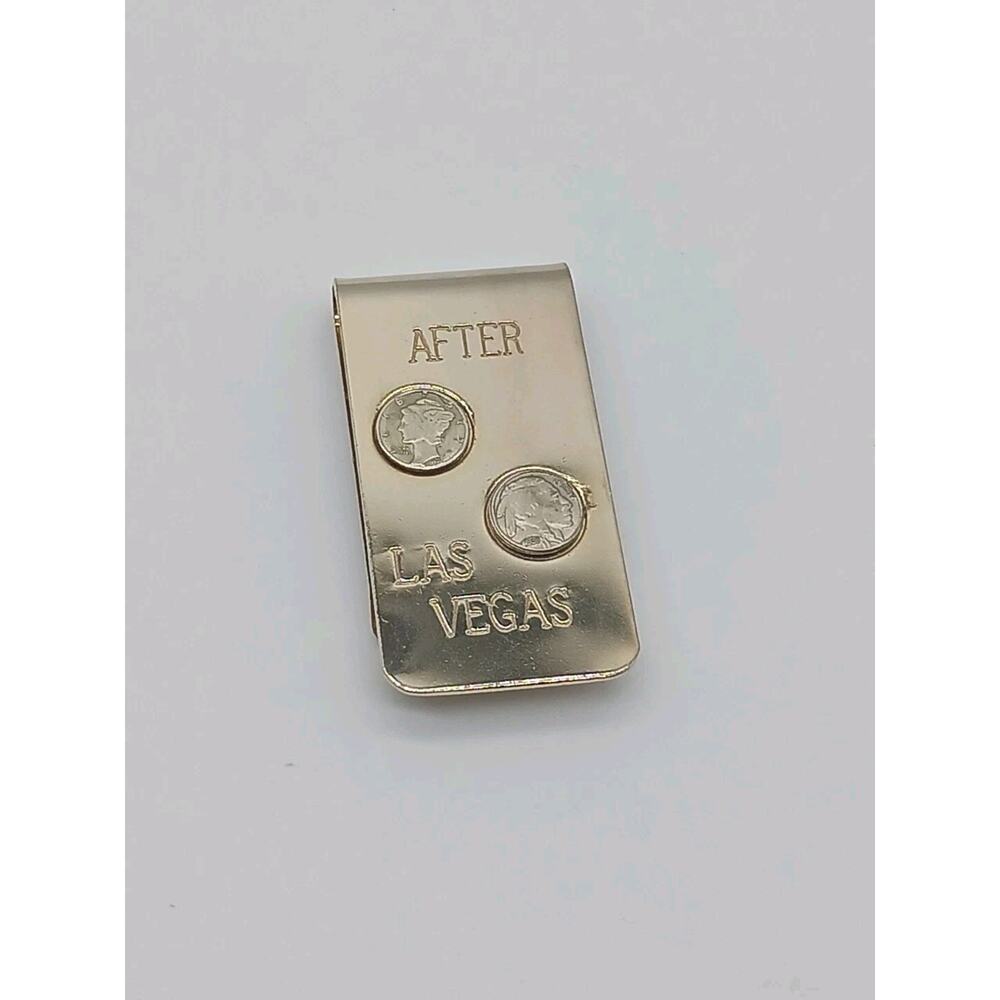 Vintage After Las Vegas Nevada Money Clip Casino Souvenir With Coin Design